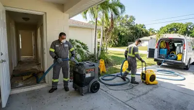 Water damage restoration crew serving Lehigh Acres, FL, handling emergency cleanup and drying